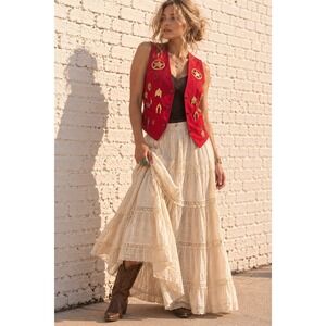 Vintage Cedars Red Gold Charm Western Cowboy Vest Rodeo Rockabilly Medium